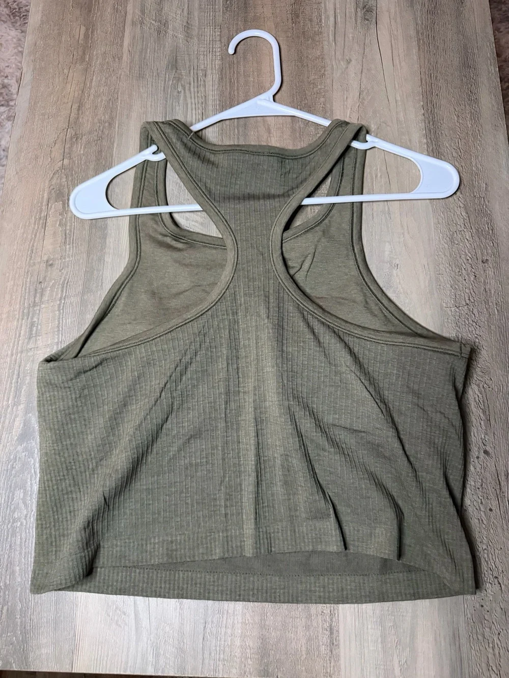 Lululemon EBB to Street Cropped Tank Sz 12 *Olive Green